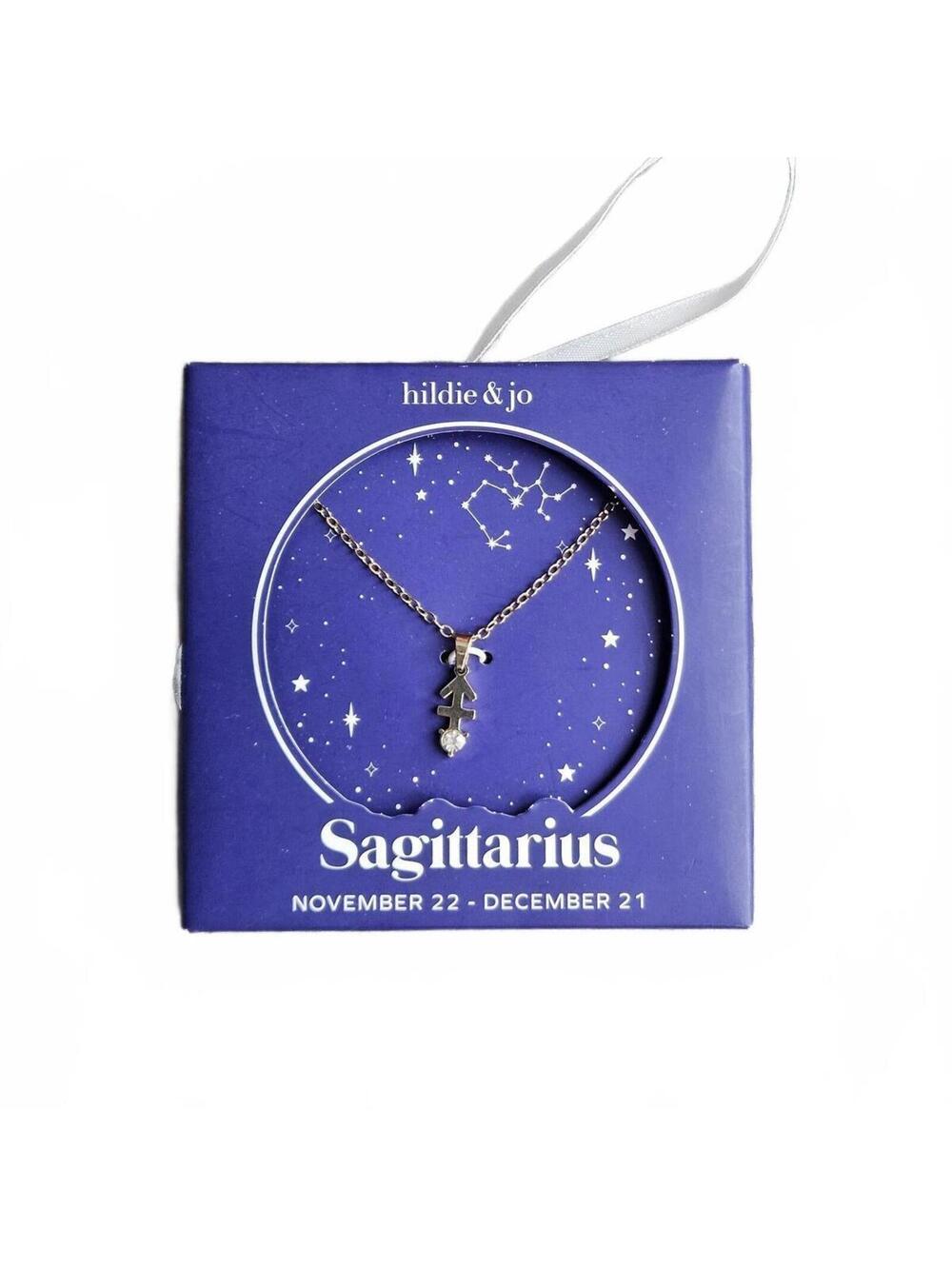 Hildie & Jo Sagittarius Zodiac Necklace Celestial Astrology Charm Gift